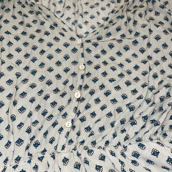 Miou Muse Anthropologie V Neck Button Up sz S EUC Short Sleeve Romper Modest - Picture 16 of 16